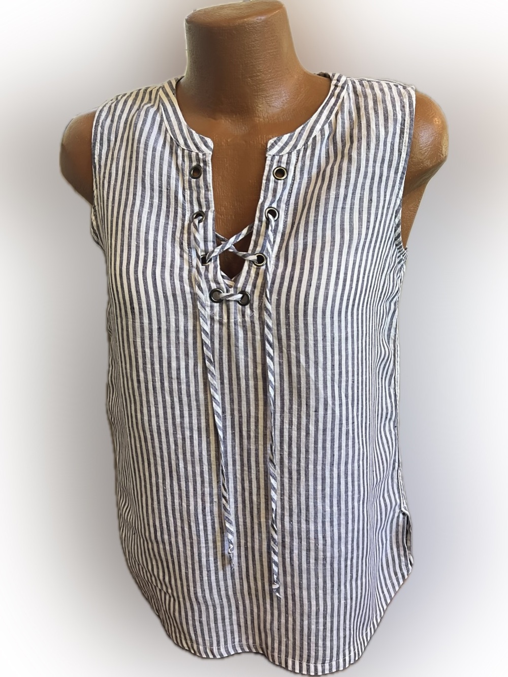 Christian Siriano pure linen sleeveless pullover tunic top M lovely piece!!